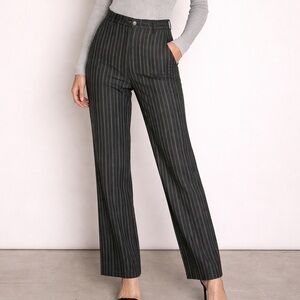 Bernard Zins Paris Pinstripe Trousers Linen Blend Size 6 Made in France